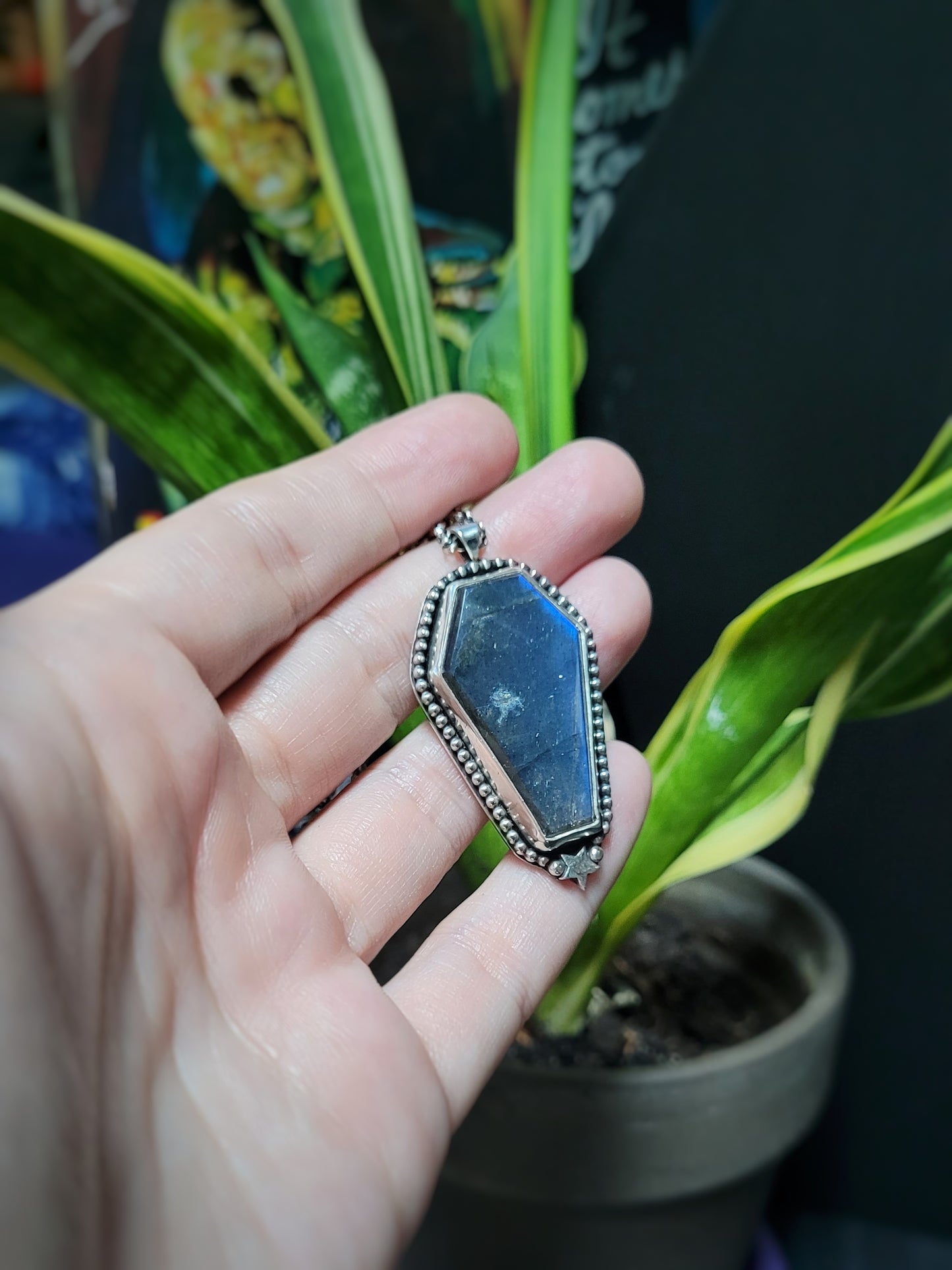 Blue Labradorite Coffin Necklace