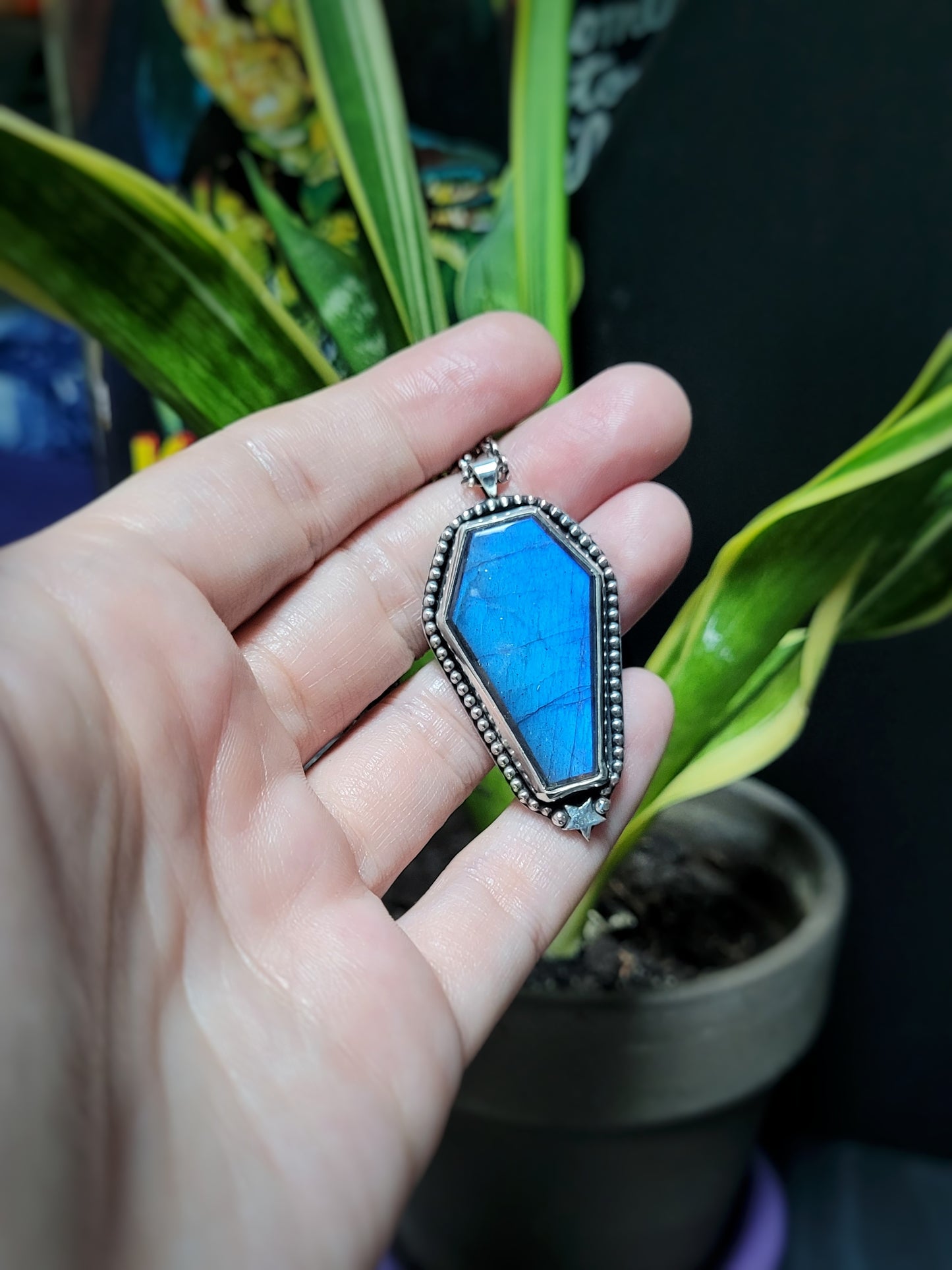 Blue Labradorite Coffin Necklace