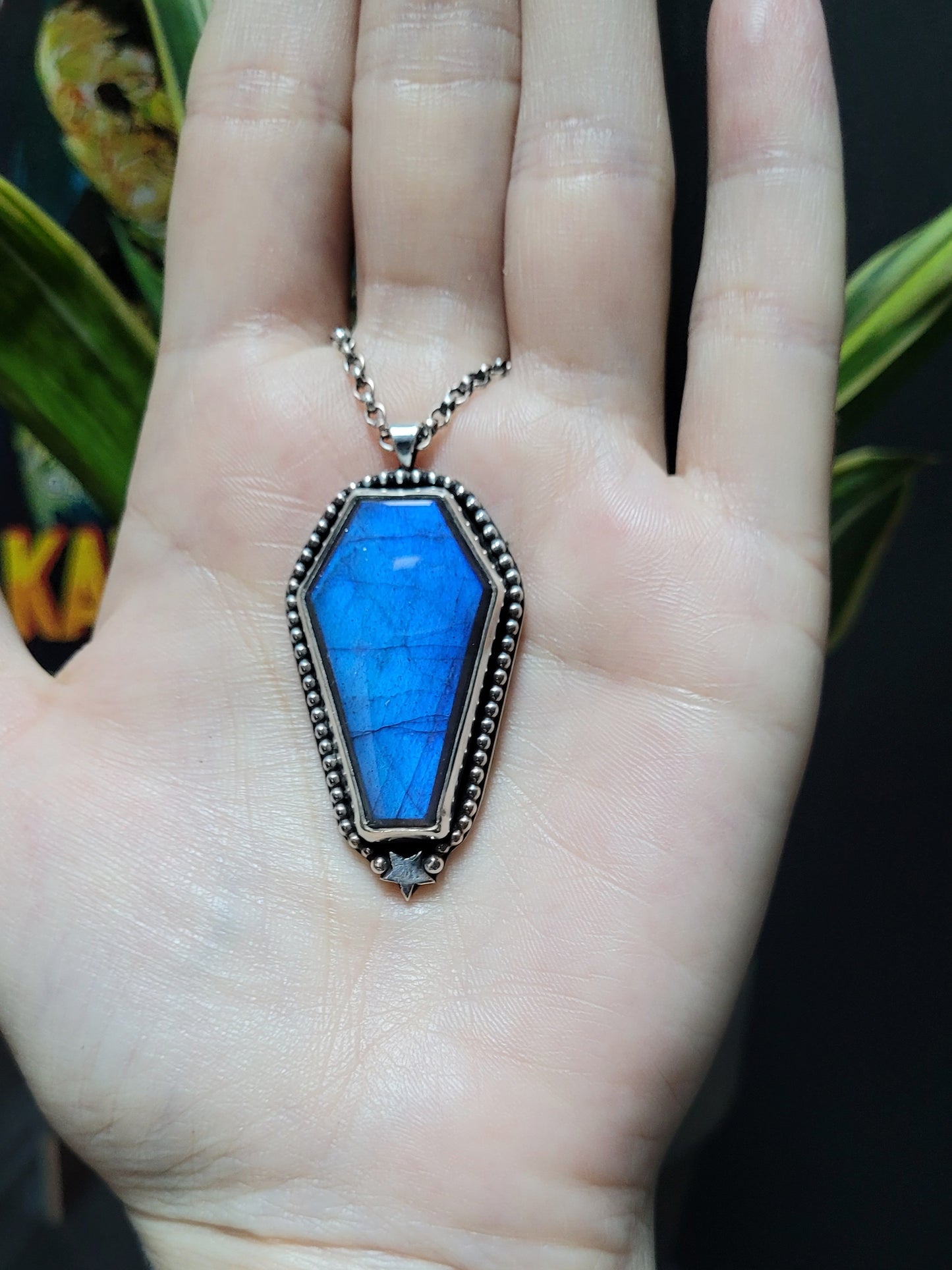 Blue Labradorite Coffin Necklace