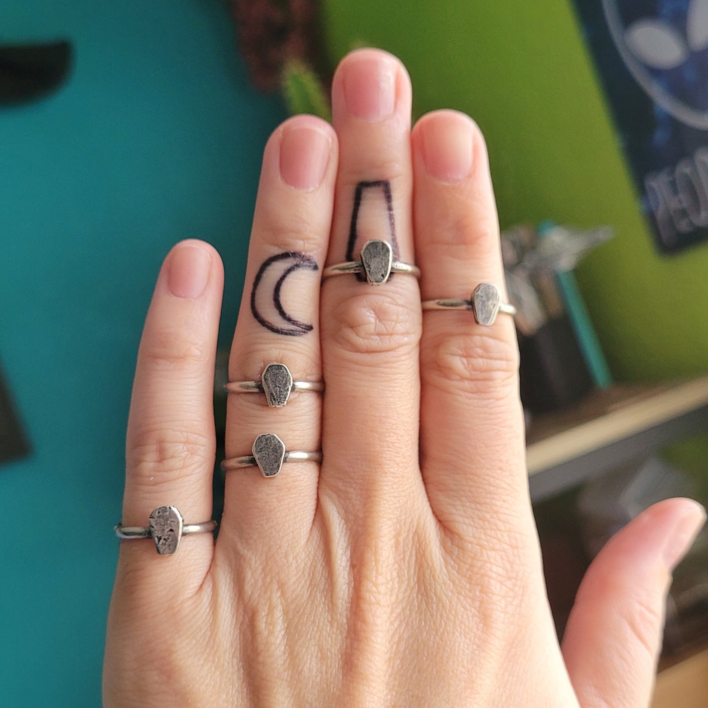 Silver Coffin Rings