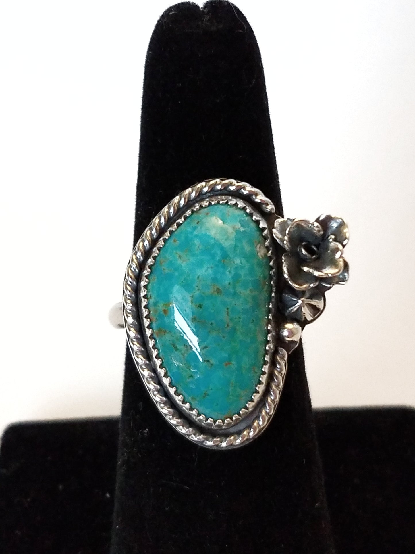 Turquoise and Succulent Ring size 8.25