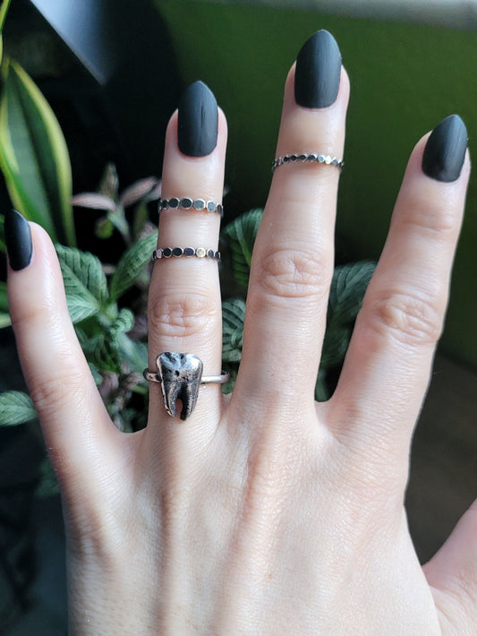 Silver Tooth Ring size 7.25