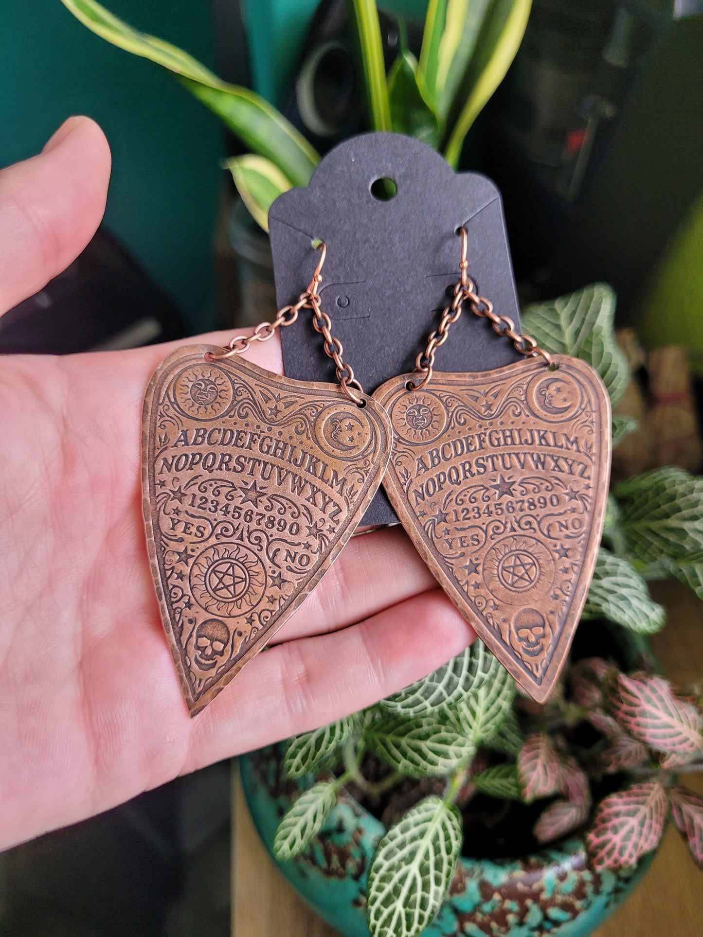 Copper Ouija Planchette Earrings